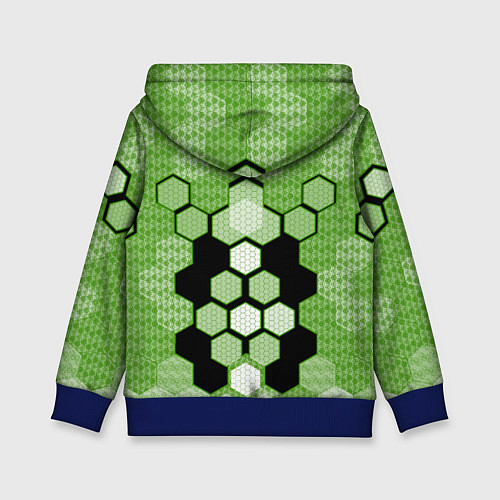 Детская толстовка Зелёная кибер броня hexagons / 3D-Синий – фото 2