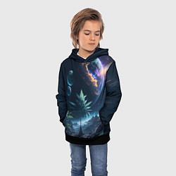 Толстовка-худи детская Вид на землю с другой планеты, цвет: 3D-черный — фото 2