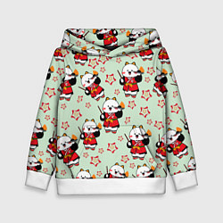 Толстовка-худи детская Котейка в кимоно, цвет: 3D-белый