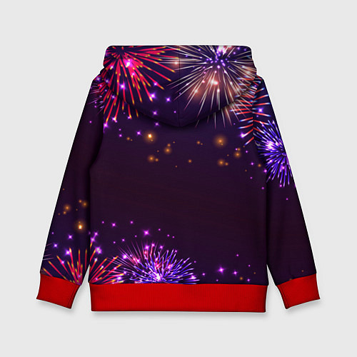 Детская толстовка Праздничная Полина: фейерверк / 3D-Красный – фото 2