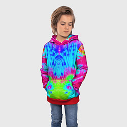 Толстовка-худи детская Tie-Dye abstraction, цвет: 3D-красный — фото 2