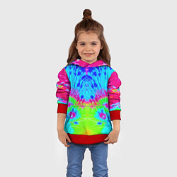 Толстовка-худи детская Tie-Dye abstraction, цвет: 3D-красный — фото 2