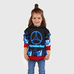 Толстовка-худи детская Mercedes-benz blue neon, цвет: 3D-красный — фото 2