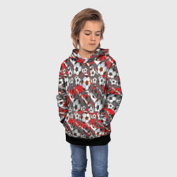 Толстовка-худи детская Футбол паттерны, цвет: 3D-черный — фото 2