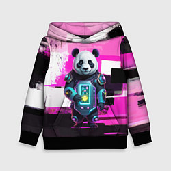 Толстовка-худи детская Funny panda - cyberpunk, цвет: 3D-черный