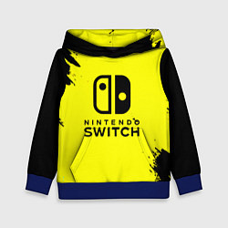 Толстовка-худи детская Nintendo switch краски на жёлтом, цвет: 3D-синий
