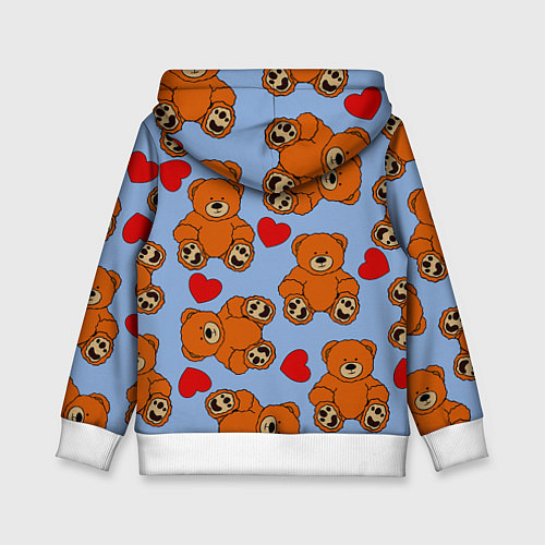 Детская толстовка Мишки и сердца на голубом фоне / 3D-Белый – фото 2