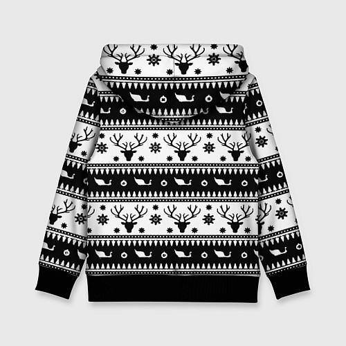 Детская толстовка Новогодний свитер с оленями / 3D-Черный – фото 2