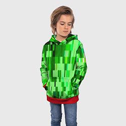 Толстовка-худи детская Зелёный глитч, цвет: 3D-красный — фото 2