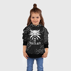 Толстовка-худи детская Ведьмак лого текстура соты, цвет: 3D-черный — фото 2