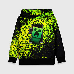 Толстовка-худи детская Minecraft зелёные краски, цвет: 3D-черный