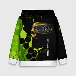 Толстовка-худи детская Мерседес AMG тёмный, цвет: 3D-белый