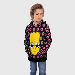 Толстовка-худи детская Барт Симпсон на фоне пончиков, цвет: 3D-черный — фото 2