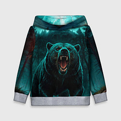 Толстовка-худи детская Царь тайги - медведь молнии, цвет: 3D-меланж