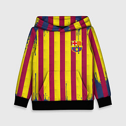 Толстовка-худи детская Полосатые цвета футбольного клуба Барселона, цвет: 3D-черный