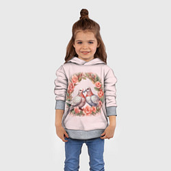 Толстовка-худи детская Голуби и розы pink, цвет: 3D-меланж — фото 2