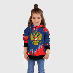 Толстовка-худи детская Россия краски герб, цвет: 3D-черный — фото 2