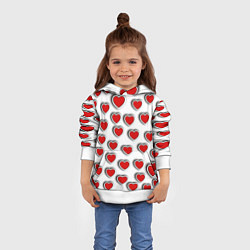 Толстовка-худи детская Стикеры наклейки сердечки объемные, цвет: 3D-белый — фото 2