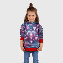 Толстовка-худи детская Космические сердца - звезды, цвет: 3D-красный — фото 2