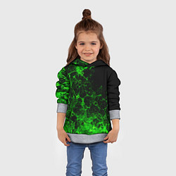 Толстовка-худи детская Неоновый зеленый дым, цвет: 3D-меланж — фото 2