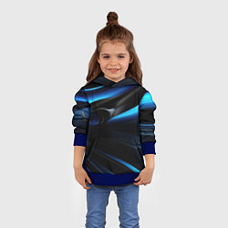 Толстовка-худи детская Черная и синяя геометрическая абстракция, цвет: 3D-синий — фото 2
