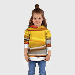 Толстовка-худи детская Желтая абстракция с оранжевой волной, цвет: 3D-белый — фото 2
