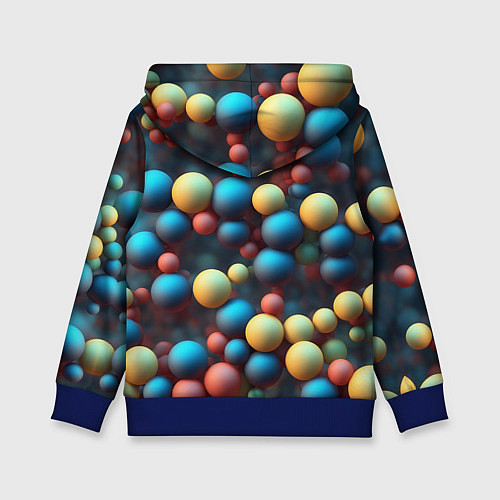 Детская толстовка Разноцветные шарики молекул / 3D-Синий – фото 2