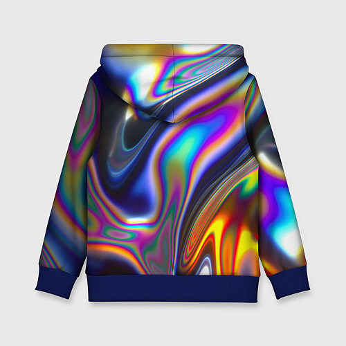 Детская толстовка Жидкая голографическая бензиновая абстракция / 3D-Синий – фото 2