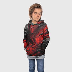 Толстовка-худи детская Чёрная и красная субстанция, цвет: 3D-меланж — фото 2