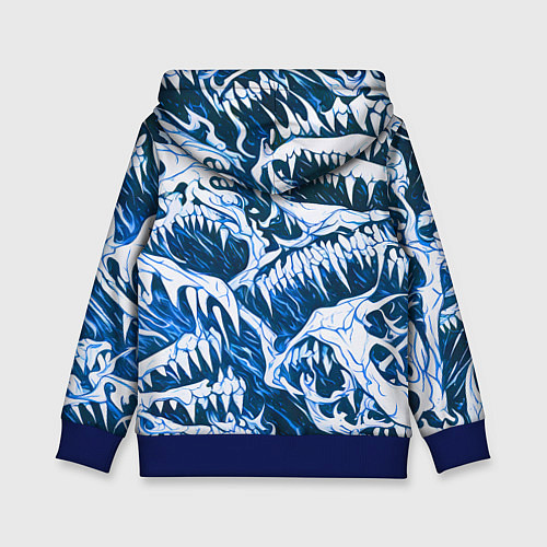 Детская толстовка Белые клыки на синем фоне / 3D-Синий – фото 2