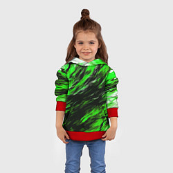 Толстовка-худи детская Чёрная и зелёная буря, цвет: 3D-красный — фото 2