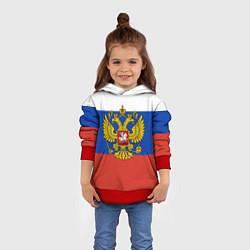 Толстовка-худи детская Флаг России с гербом, цвет: 3D-красный — фото 2