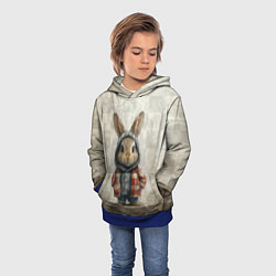 Толстовка-худи детская Кролик в пальто, цвет: 3D-синий — фото 2
