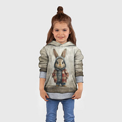 Толстовка-худи детская Кролик в пальто, цвет: 3D-меланж — фото 2