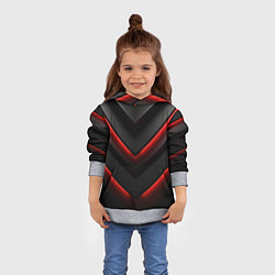 Толстовка-худи детская Красное свечение на черном, цвет: 3D-меланж — фото 2