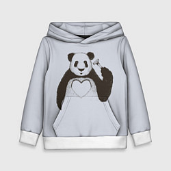 Толстовка-худи детская Panda love art, цвет: 3D-белый