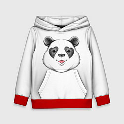 Толстовка-худи детская Влюблённый панда, цвет: 3D-красный