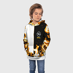 Толстовка-худи детская Opel огонь текстура, цвет: 3D-белый — фото 2