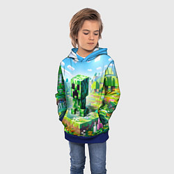 Толстовка-худи детская Крипер - нейросеть, цвет: 3D-синий — фото 2