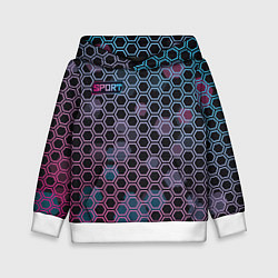 Толстовка-худи детская Sport шестигранники, цвет: 3D-белый
