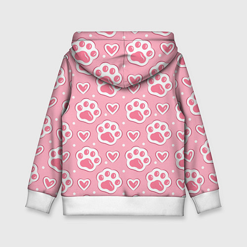 Детская толстовка Кошачьи лапки и сердечки / 3D-Белый – фото 2