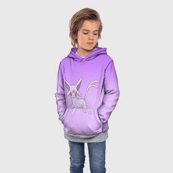 Толстовка-худи детская Espeon Pokemon - розовая кошка покемон, цвет: 3D-меланж — фото 2