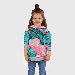 Толстовка-худи детская Розово-бирюзовый мрамор, цвет: 3D-меланж — фото 2