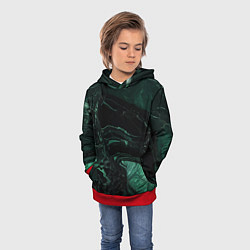 Толстовка-худи детская Черно-зеленый мрамор, цвет: 3D-красный — фото 2