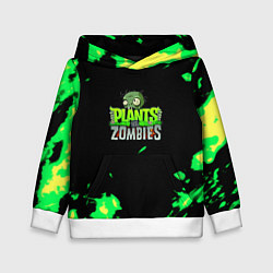 Толстовка-худи детская Plants vs Zombies зелёная текстура, цвет: 3D-белый