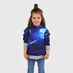 Толстовка-худи детская Black and blue abstract background sport style, цвет: 3D-меланж — фото 2