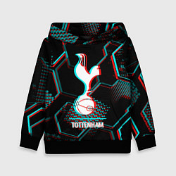 Толстовка-худи детская Tottenham FC в стиле glitch на темном фоне, цвет: 3D-черный