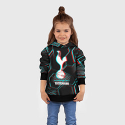 Толстовка-худи детская Tottenham FC в стиле glitch на темном фоне, цвет: 3D-черный — фото 2