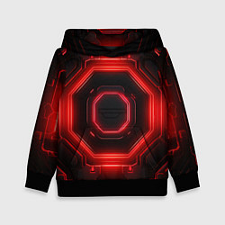 Толстовка-худи детская Nvidia style black and red neon, цвет: 3D-черный