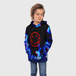 Толстовка-худи детская Nirvana flame, цвет: 3D-синий — фото 2